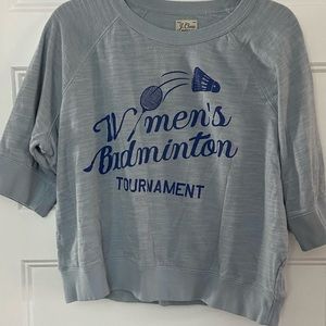 J. Crew Vintage Fleece Woman’s Badminton Tournament Top Large Lt. Blue
